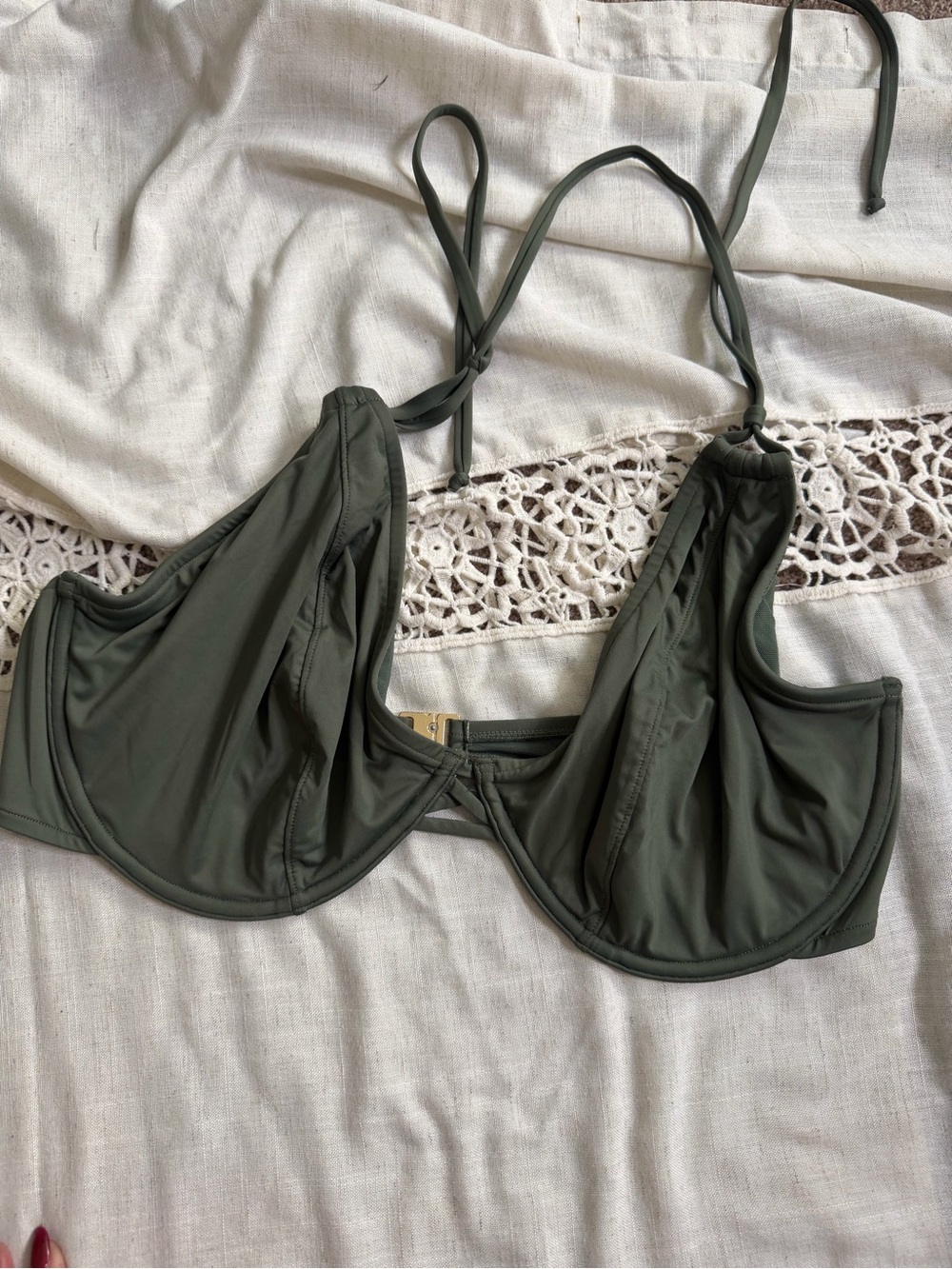 Olive Green Underwire Bikini Top - Women swim 18